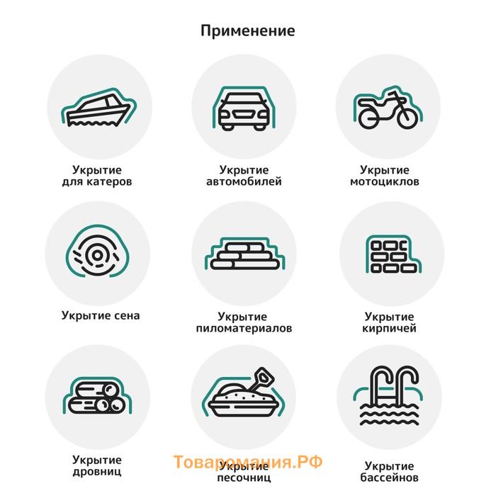 Тент защитный, 8 × 6 м, плотность 60 г/м², люверсы шаг 1 м, тарпаулин, УФ, синий