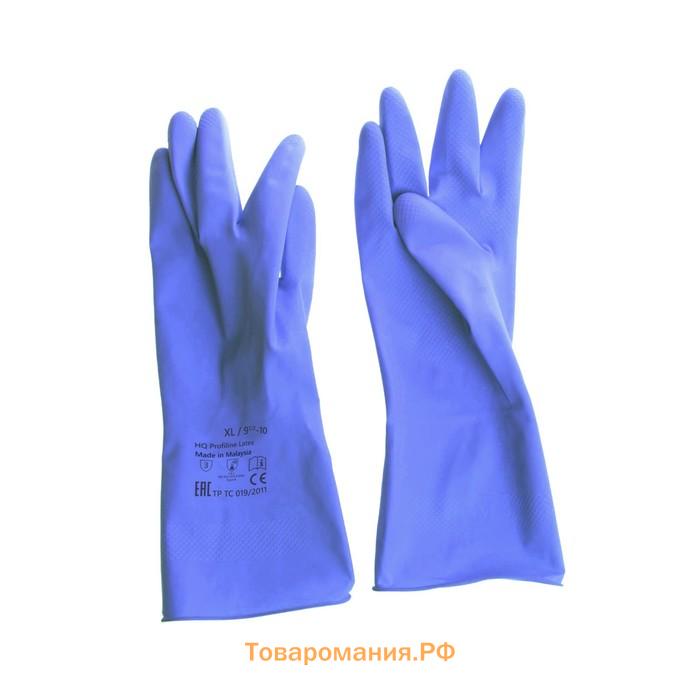 Перчатки латексные многоразовые синие, размер XL