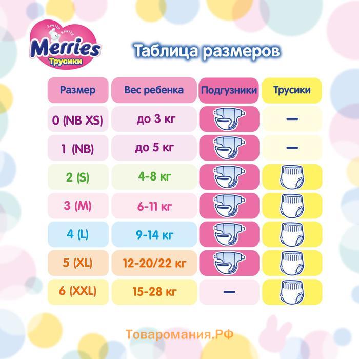 Подгузники-трусики Merries, размер XL (12-22 кг) 38 шт