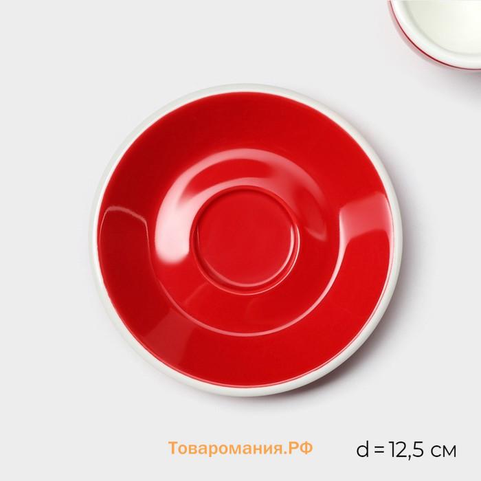 Кофейная пара Magistro Coffee time, чашка 80 мл, блюдце d=12,5 см, фарфор, красная