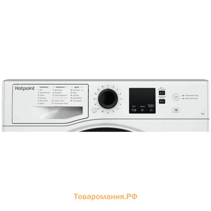 Стиральная машина Hotpoint-Ariston NSS 6015 K RU, класс А+, 1000 об/мин, 6 кг, бело-чёрная