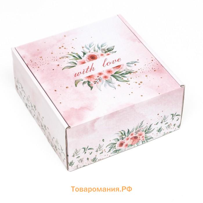 Коробка самосборная, без окна "With Love" 19 х 19 х 9 см  набор 5 шт