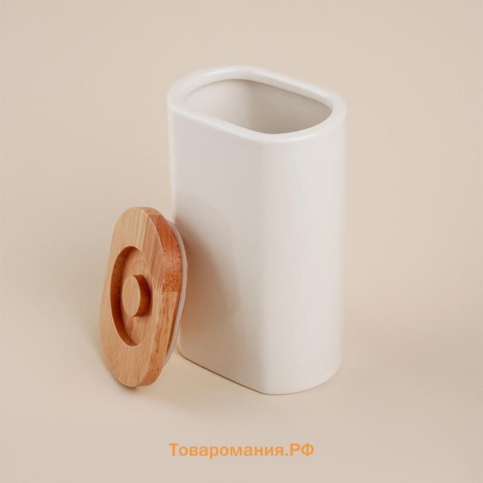 Банка для сыпучих продуктов SL Home «Тренто», 1 л,11×7,5×18,5 см, фарфор, белая