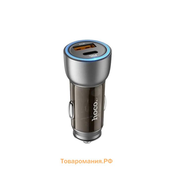 Автомобильное зарядное устройство Hoco NZ8, 1 USB, 18 Вт, 1 Type-C, 25 Вт,PD + QC,коричневое