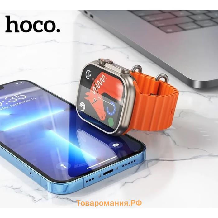 Смарт-часы Hoco Y12 Ultra, 1.96,240х280,BT5.0,320 мАч,поддержка вызова,Lightning,золотистые