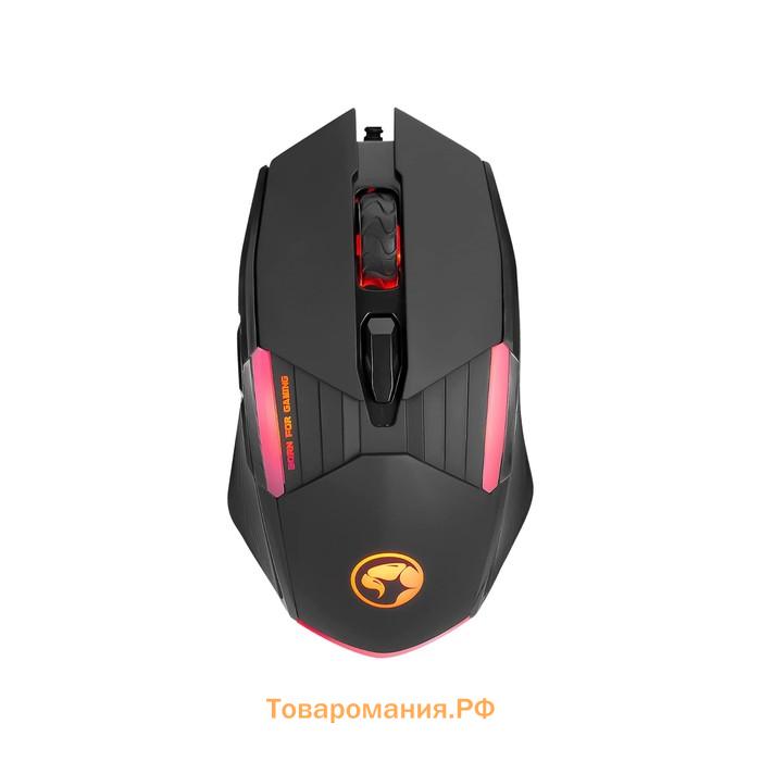 Мышь Marvo M291, игровая, проводная, оптическая, подсветка, 6400 dpi, USB, 1.5 м, чёрная