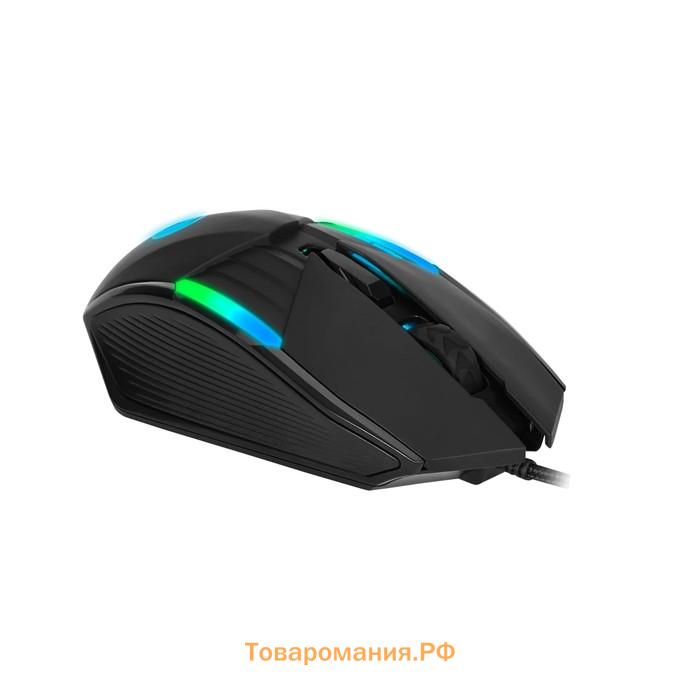 Мышь Marvo M291, игровая, проводная, оптическая, подсветка, 6400 dpi, USB, 1.5 м, чёрная