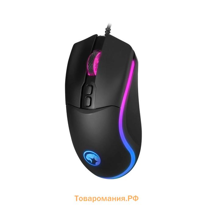 Мышь Marvo M358, игровая, проводная, 4 кнопки, оптическая, RGB, 7200 dpi, USB, 1.6м, чёрная