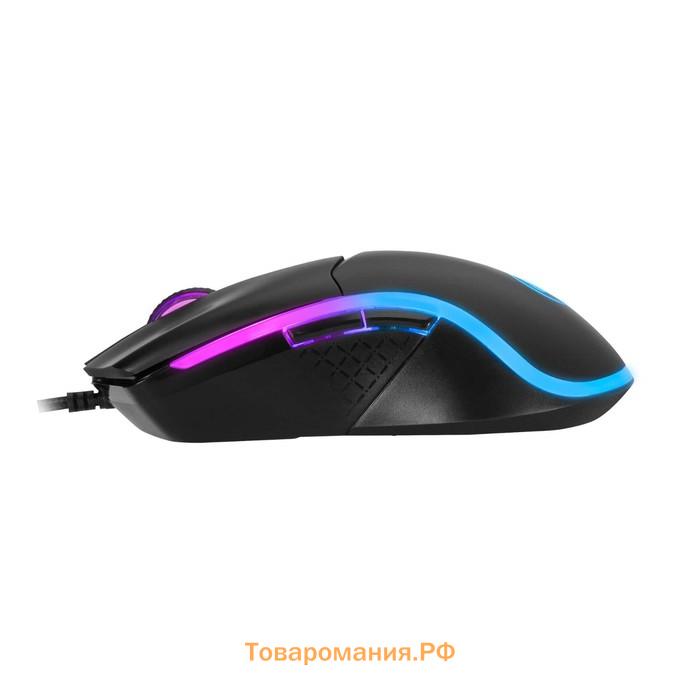 Мышь Marvo M358, игровая, проводная, 4 кнопки, оптическая, RGB, 7200 dpi, USB, 1.6м, чёрная