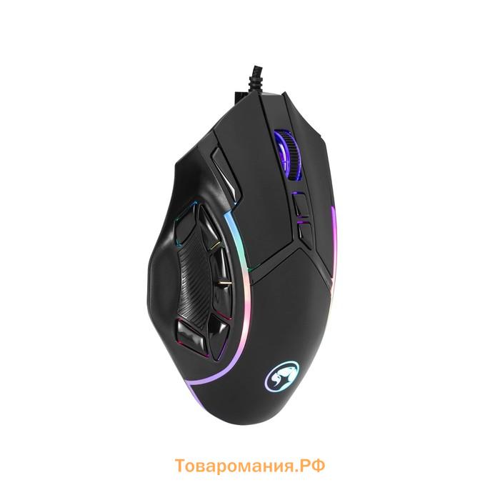 Мышь Marvo M653, игровая, проводная, оптическая, RGB, 12800 dpi, USB, 1.6 м, чёрная