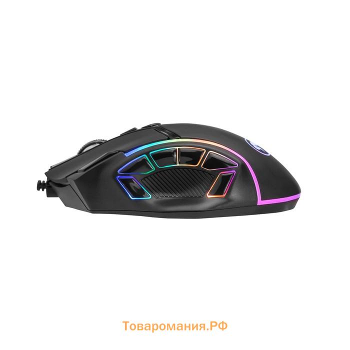 Мышь Marvo M653, игровая, проводная, оптическая, RGB, 12800 dpi, USB, 1.6 м, чёрная