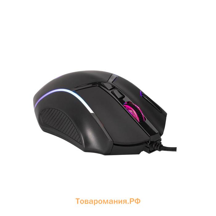 Мышь Marvo M653, игровая, проводная, оптическая, RGB, 12800 dpi, USB, 1.6 м, чёрная