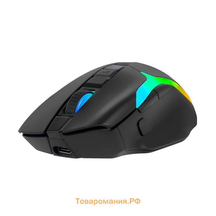 Мышь Marvo M729W Pro, игровая,беспроводная, съемный Type-C, оптическая, RGB, 8000 dpi,чёрная