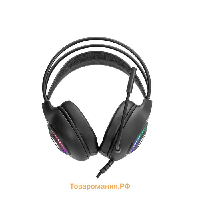 Наушники Marvo H8325, игровые, полноразмерные, микрофон, USB + 3,5 мм, 2 м, RGB, чёрные