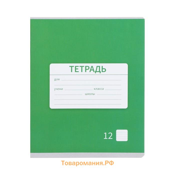 Набор тетрадей 12 листов в узкую линейку Calligrata "Однотонная Новая школьная. Эконом", обложка мелованная бумага, ВД-лак, блок №2, белизна 75% (серы...