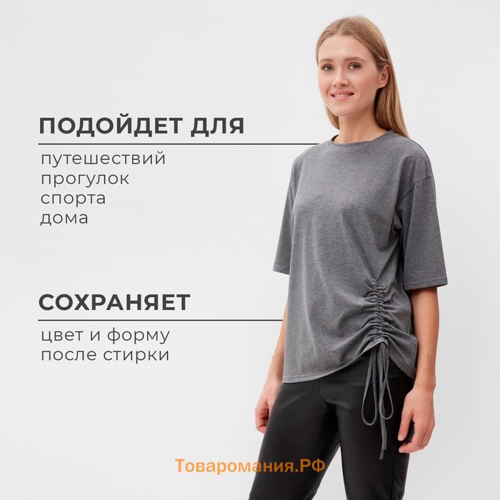 Футболка женская с кулиской MINAKU REGULAR FIT: цвет серый, р-р 44