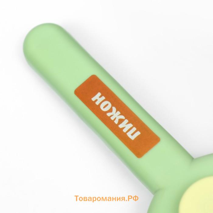 Пуходёрка пластиковая "Кошка" с функцией самоочистки, 8,5 х 20 см, зелёная