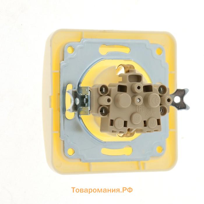 Розетка одноместная Lighting "Орион", 16 А, скрытая, с з/к, бежевая