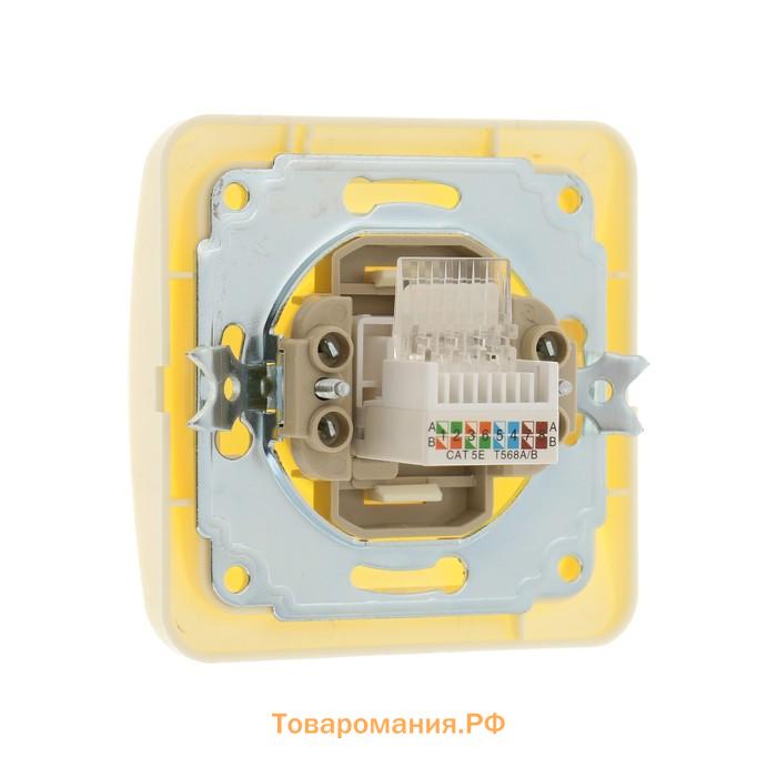 Розетка компьютерная одноместная Lighting "Орион", скрытая, бежевая