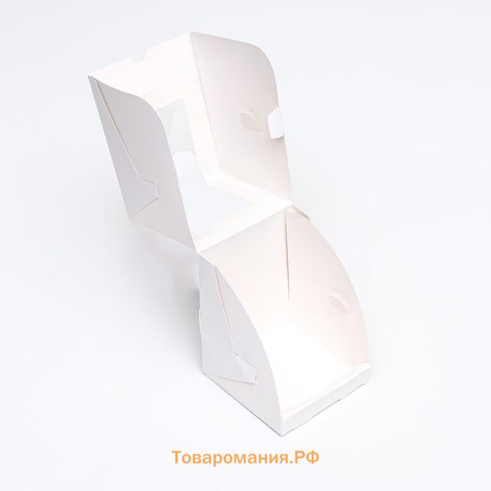 Коробка для 1 капкейк с окном, белая, 12,5 х 9,5 х 9,5 см