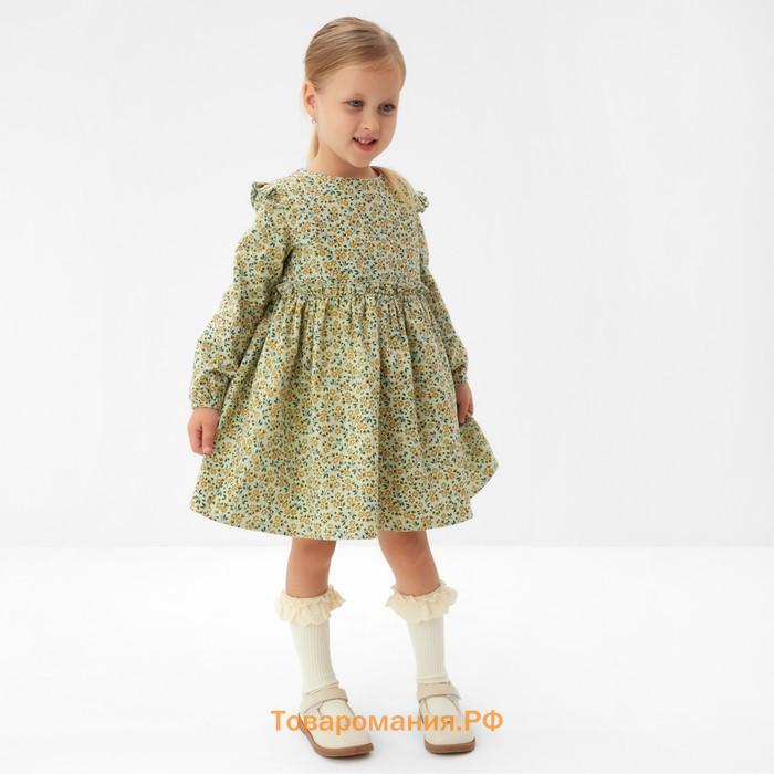 Платье для девочки MINAKU: Cotton collection, цвет фисташковый, рост 104 см