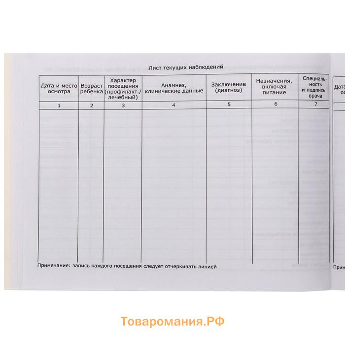 Медицинская карта ребёнка "Классик", форма №112/у, 40 листов