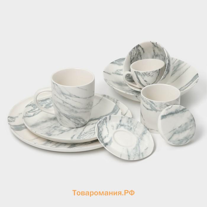 Сахарница Magistro Real Marble, 250 мл, 8,5×9 см, фарфор, белая