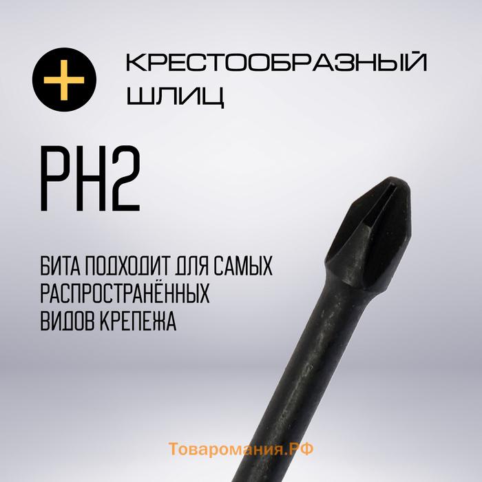 Бита ТУНДРА ПРОФИ, Torsion, сталь S2, PH2 х 65 мм, пвх-чехол