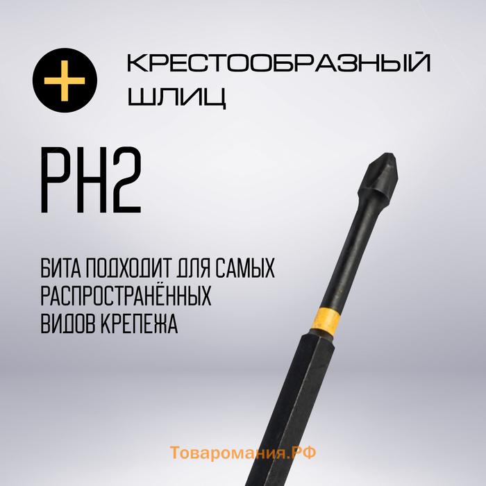 Бита ТУНДРА ПРОФИ, Torsion, сталь S2, PH2 х 127 мм, пвх-чехол