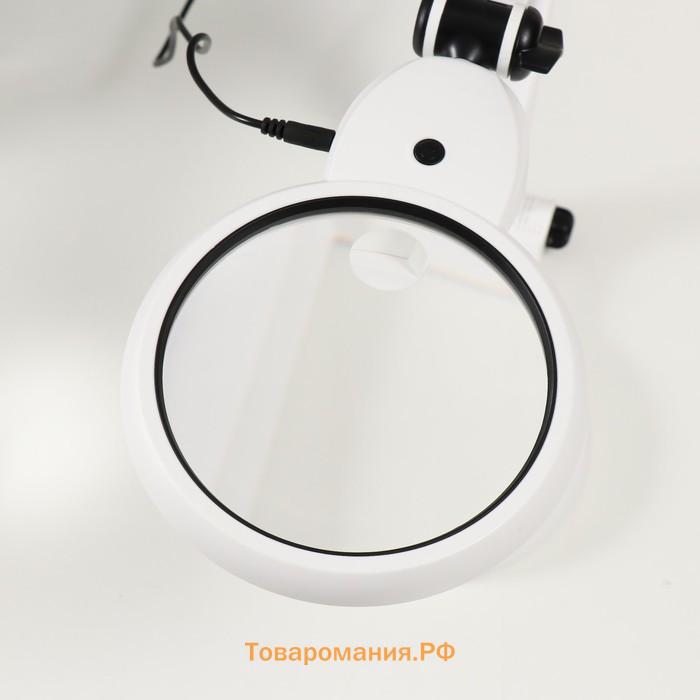 Лампа-лупа х4 х8 для творчества LEDx24 от 3AAA USB линзы d=2,95 и 12 см 5,5х19,7х40,5 см