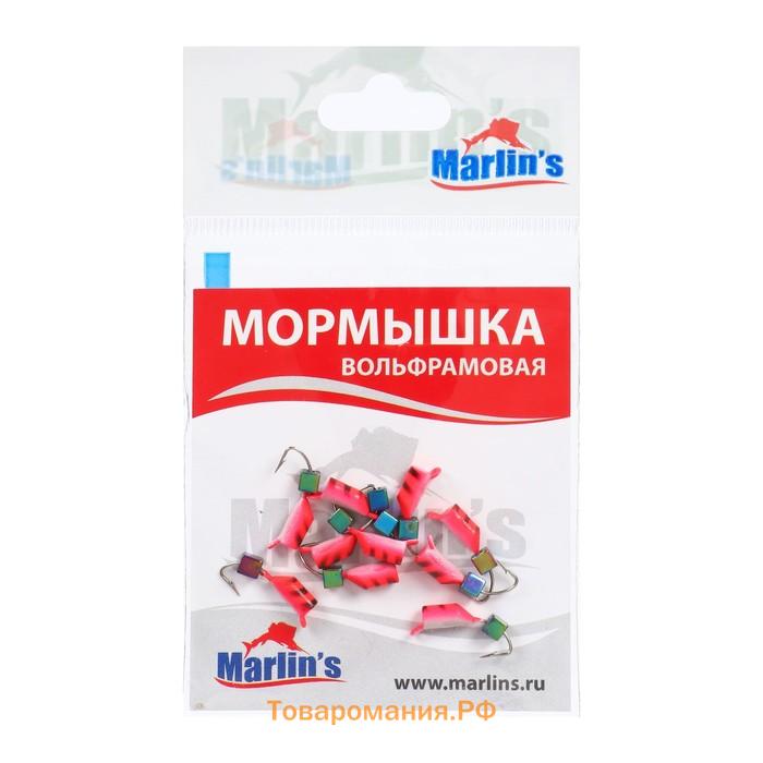 Мормышка вольфрам Marlin's Гвоздекубик, 3 мм, 0.95 г, розовый, фосфор + бензин, 10 шт