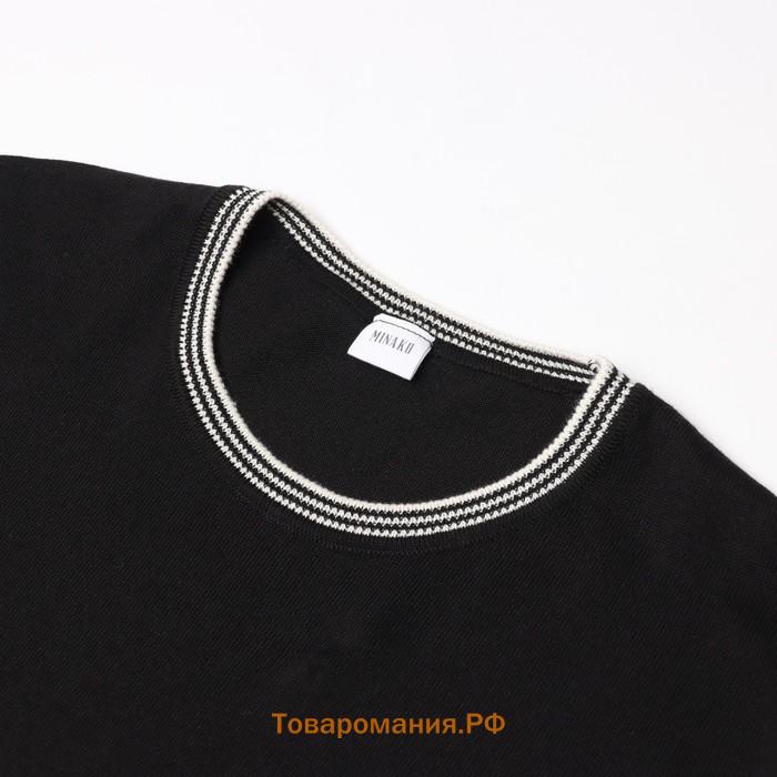 Джемпер мужской короткий рукав MINAKU REGULAR FIT: цвет чёрный, р-р 46