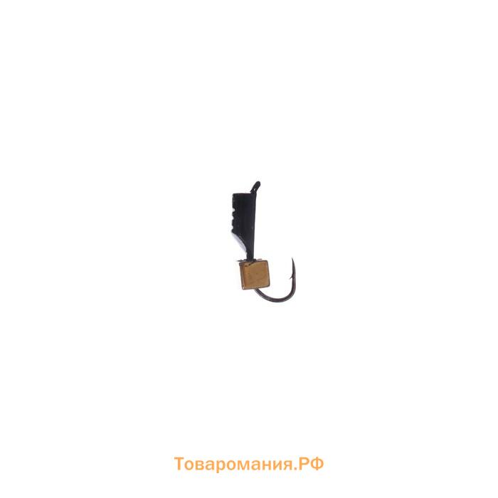 Мормышка Столбик чёрный, белые полоски + куб гранен золотой, вес 0.55 г