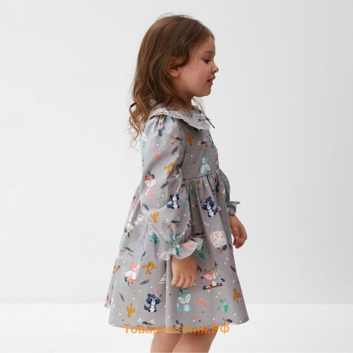Платье детское с воротником KAFTAN «Зверята», размер 30 (98-104 см)