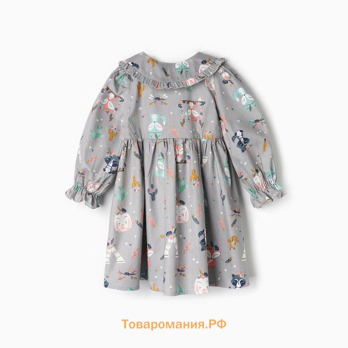 Платье детское с воротником KAFTAN «Зверята», размер 30 (98-104 см)