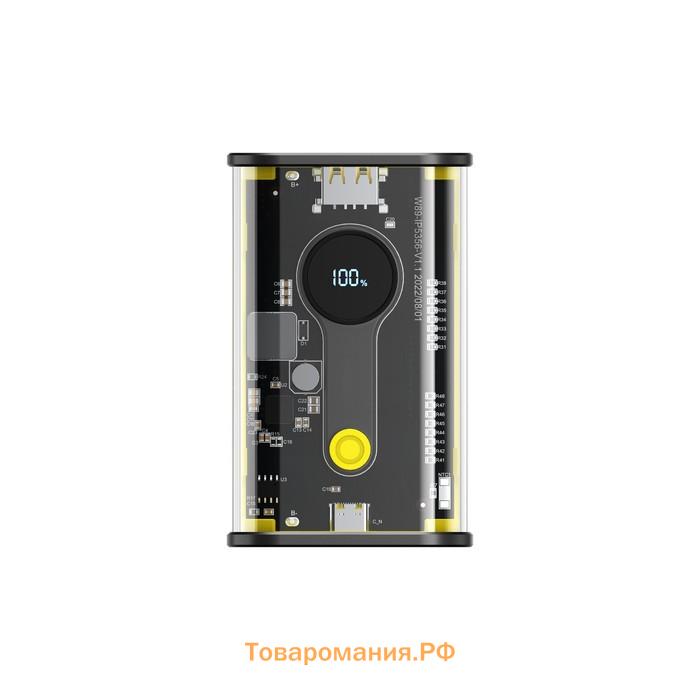 Внешний аккумулятор BYZ W89, 10000 мАч, 1 Type-C, 1 USB, 22.5 Вт, 3 А, дисплей, PD, чёрный