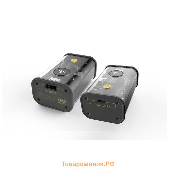 Внешний аккумулятор BYZ W89, 10000 мАч, 1 Type-C, 1 USB, 22.5 Вт, 3 А, дисплей, PD, чёрный