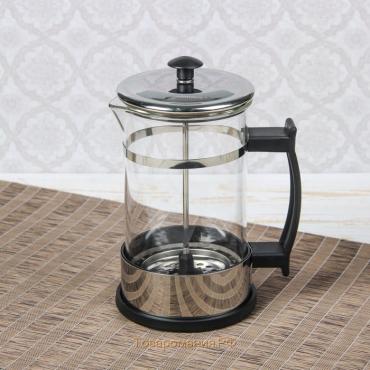 Чайник заварочный френч - пресс «Риц», 600 мл, стекло, цвет чёрный