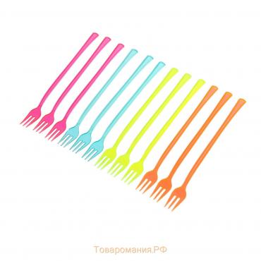 Пластиковые вилки, набор 12 шт., цвета МИКС