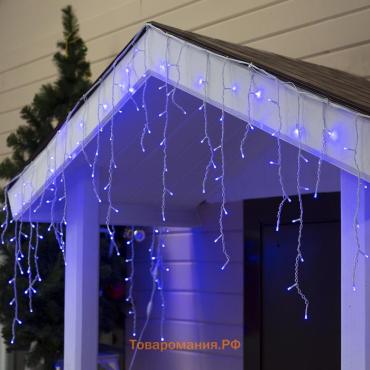 Гирлянда «Бахрома» 3 × 0.6 м, IP44, УМС, белая нить, 160 LED, свечение синее, 220 В