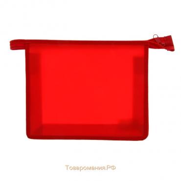 Папка пластиковая А5, 230 х 190 х 55 мм, молния сверху, Calligrata "Офис", ПМ-А5-00, 0.5 мм, цветная, текстура "песок", красная