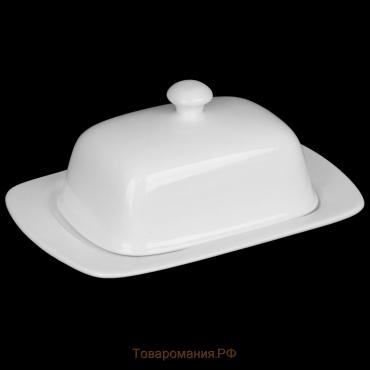 Маслёнка фарфоровая Wilmax, 19×12,5×8,5 см, цвет белый