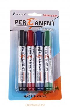 Набор маркеров перманентных 4 цвета, 4 мм, на блистере