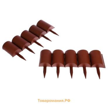 Ограждение декоративное, 24×100 см, 10 секций, пластик, коричневое, «Брёвнышко»