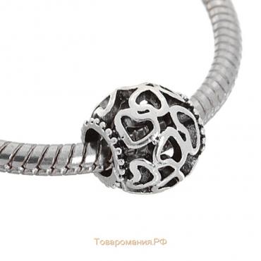 Талисман "Узор" с сердечками, цвет серебро