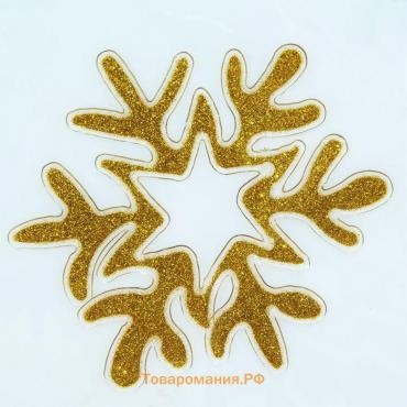 Наклейка на стекло "Снежинка с золотинкой" 10,5х12 см, золото