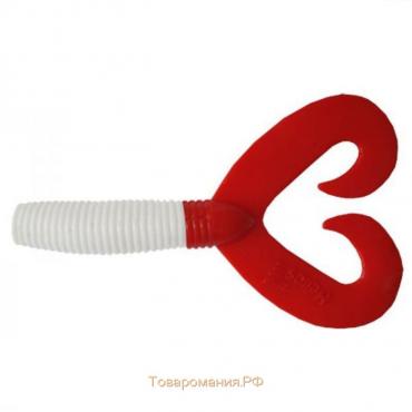 Твистер Helios Credo Double Tail White & Red, 7.5 см, 7 шт. (HS-12-003)