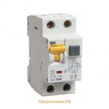 Дифф. автомат IEK, 1 п + N, 2 мод., C 32 А, 30 мА, тип A, 6 кА, АВДТ-32, MAD22-5-032-C-30