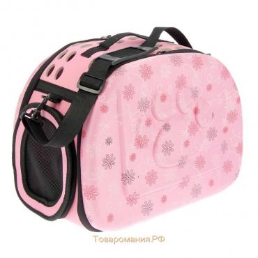 Складная сумка-переноска с отдельным входом, материал EVA, 43,5 х 28 х 33 см, розовая
