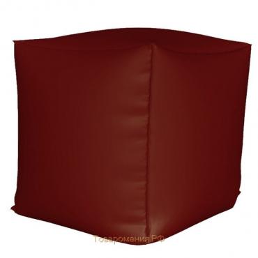 Пуфик Куб 35 см, ткань оксфорд, цвет бордовый